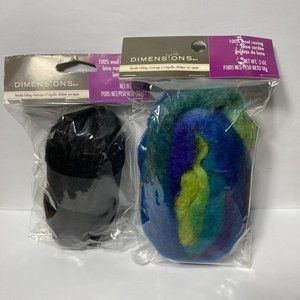 Dimensions FeltWorks Needle Felting Wool Roving Cool Blue Pencil Black 2 Packs